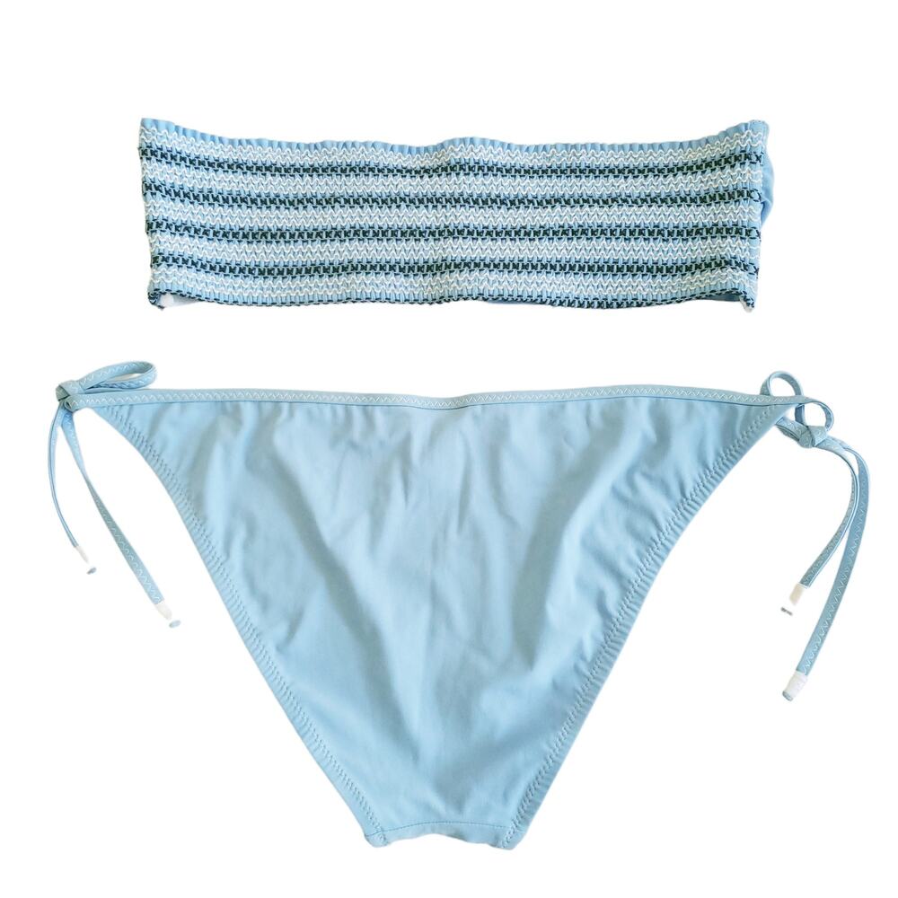 KISUII 2 pc pale blue swim set Aria bandeau top Skinny Tie Bikini bottoms Size M - Picture 7 of 10